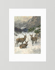 Vintage Deer in Snow Art Print