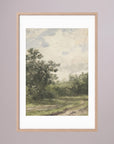Misty Country Landscape Vintage Wall Art Print Oak Nature White