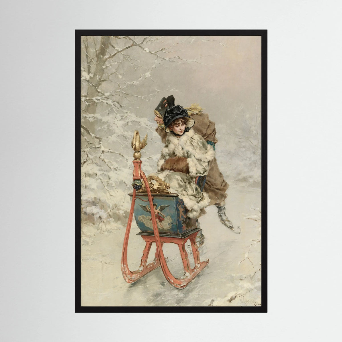 Vintage Winter Sleigh Art Print