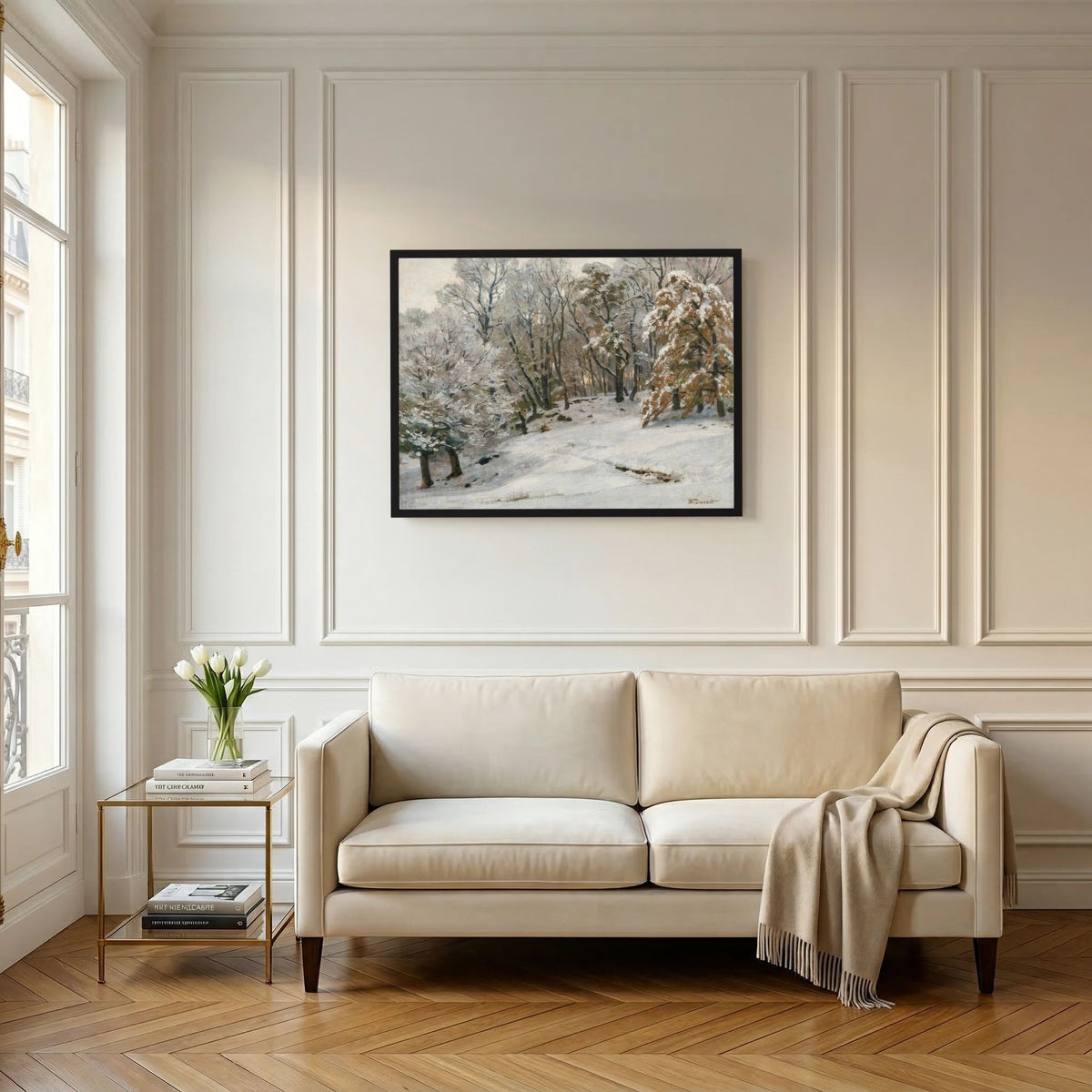 Vintage Snowy Forest Landscape Art Print