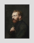 Moody Artist Portrait Vintage Wall Art Print Black Wood No border