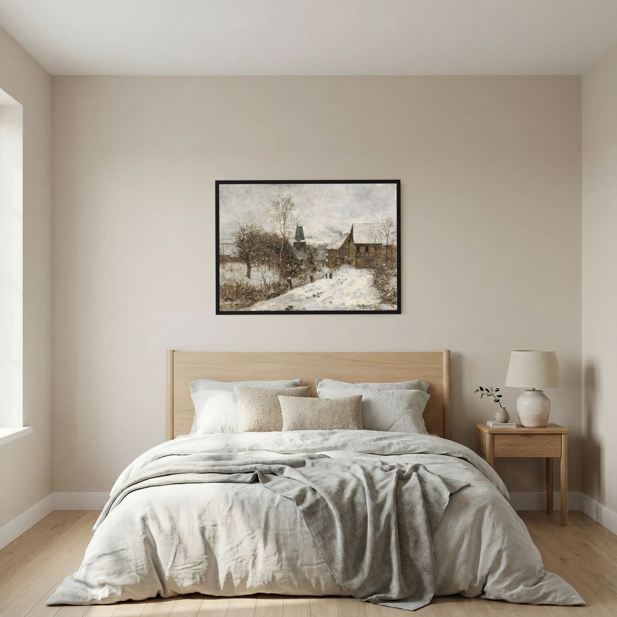 Vintage Snowy Village Art Print