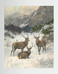 Vintage Deer in Snow Art Print
