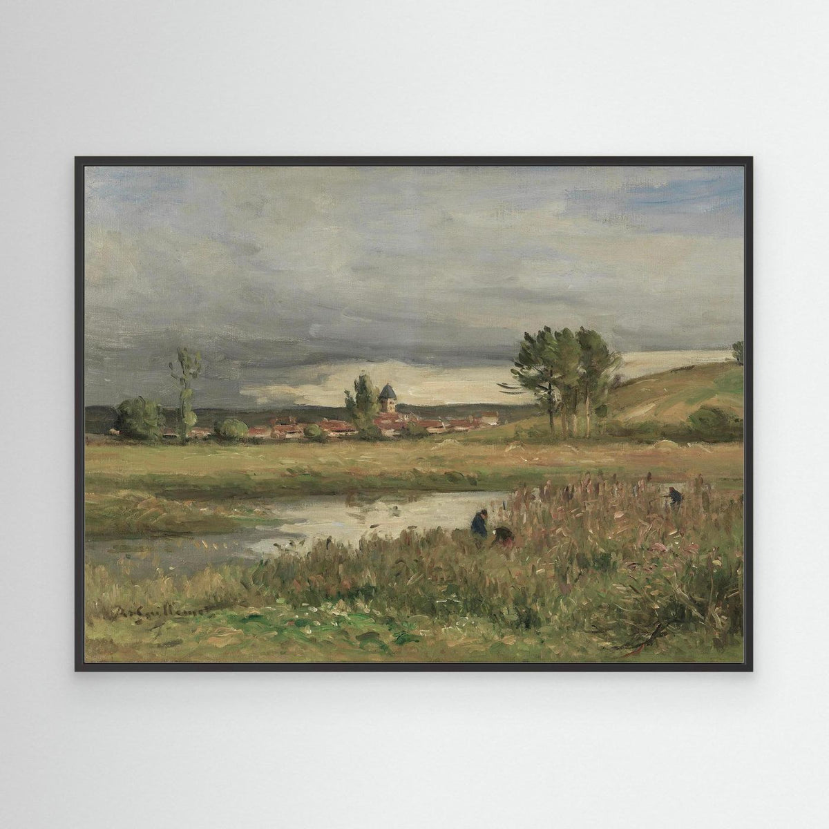 Vintage French Countryside Pond Landscape | Canvas