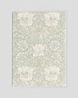 Pale Green Floral Wallpaper Pattern Vintage Wall Art Print White Wood No border