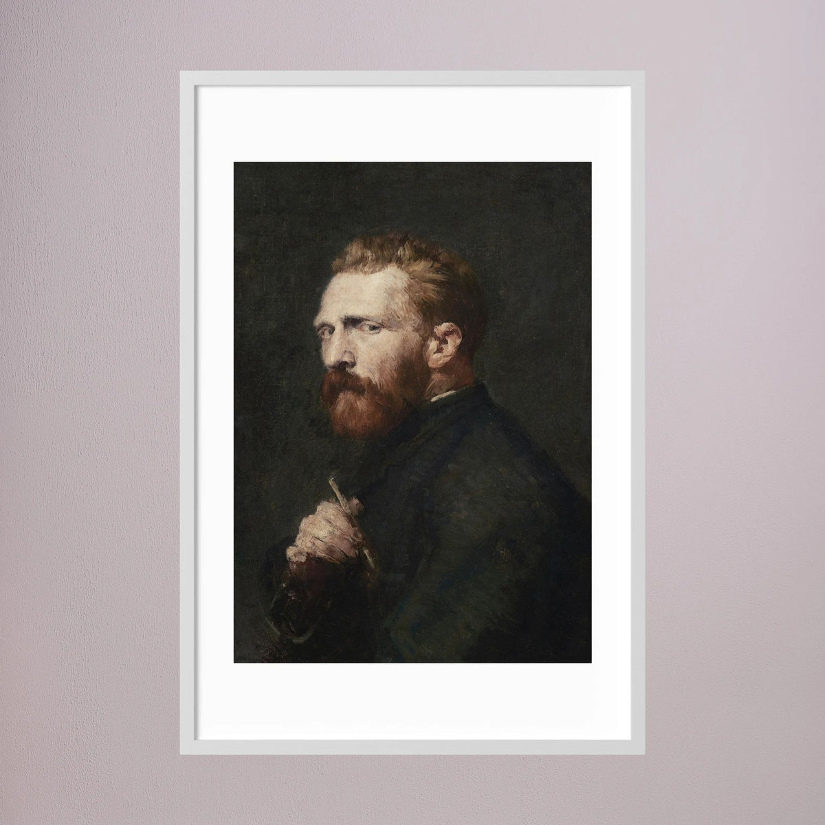 Moody Artist Portrait Vintage Wall Art Print White Wood White