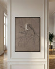 Vintage Woman Figure Sketch Canvas Wall Art | Neutral Figurative Drawing