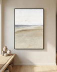 Neutral Coastal Landscape Canvas Wall Art | Serene Beach & Ocean Painting