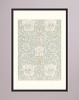 Pale Green Floral Wallpaper Pattern Vintage Wall Art Print Black Wood Freja