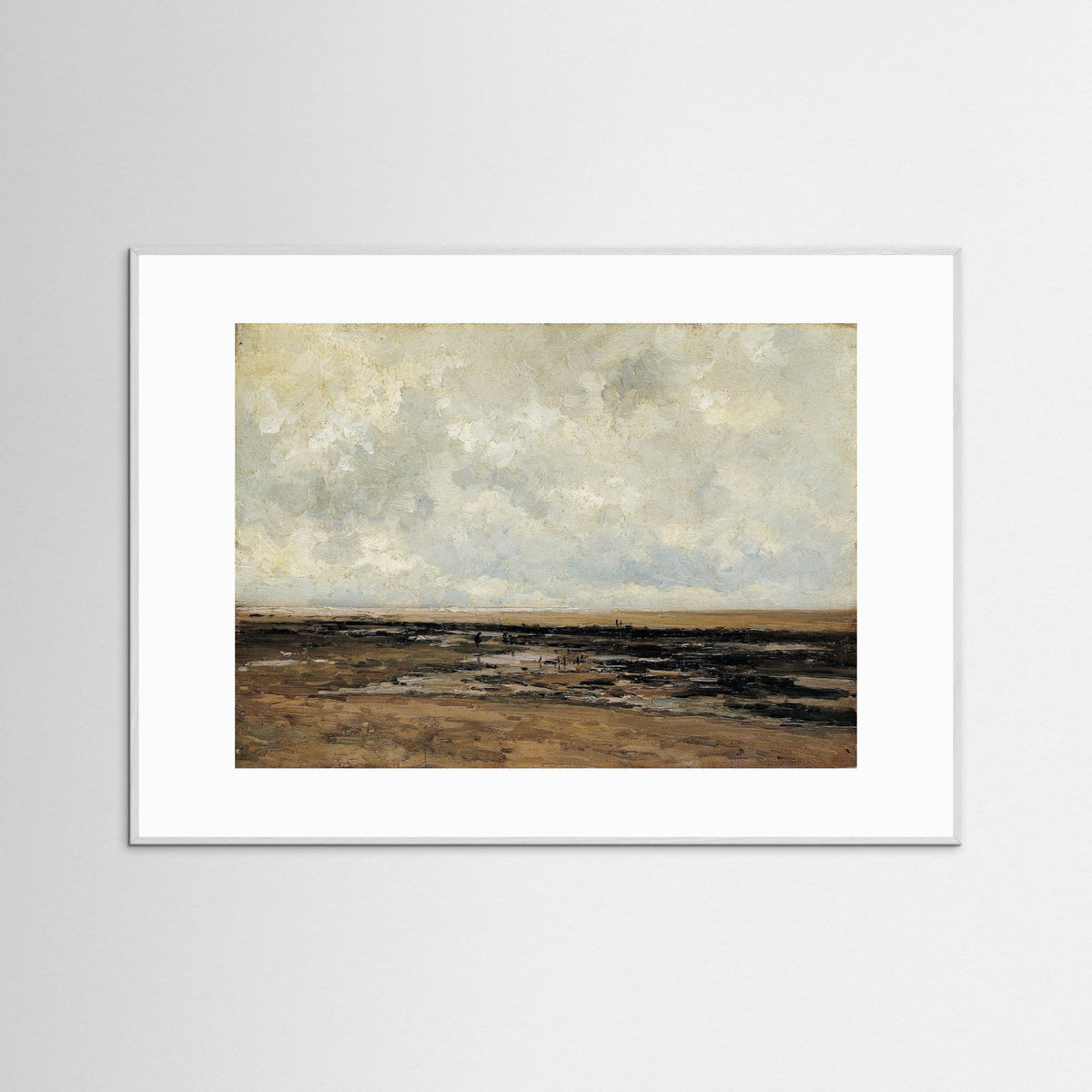 Neutral Landscape Art Print | Serene Minimal Landscape for Modern Home Decor White Wood White