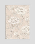 Blush Rose Wallpaper Pattern Vintage Wall Art Print White Wood No border