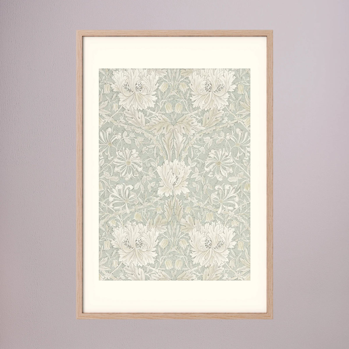 Pale Green Floral Wallpaper Pattern Vintage Wall Art Print Oak Nature Freja