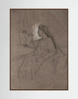 Vintage Woman Figure Sketch Canvas Wall Art | Neutral Figurative Drawing