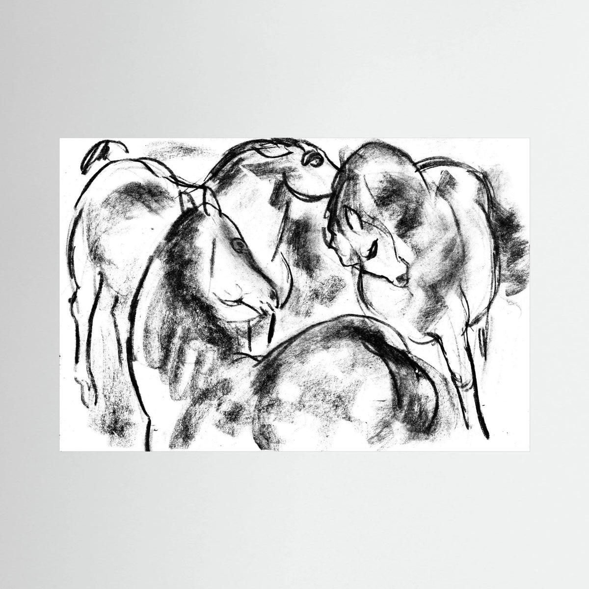 Black &amp; White Horse Sketch Canvas Wall Art | Vintage Equestrian Drawing