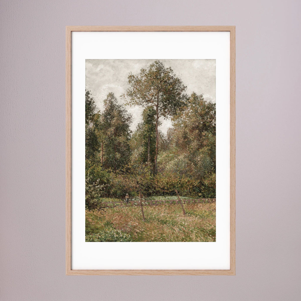 Woodland Landscape Vintage Wall Art Print Oak Nature White
