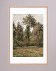 Woodland Landscape Vintage Wall Art Print Oak Nature White