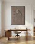 Vintage Woman Figure Sketch Canvas Wall Art | Neutral Figurative Drawing