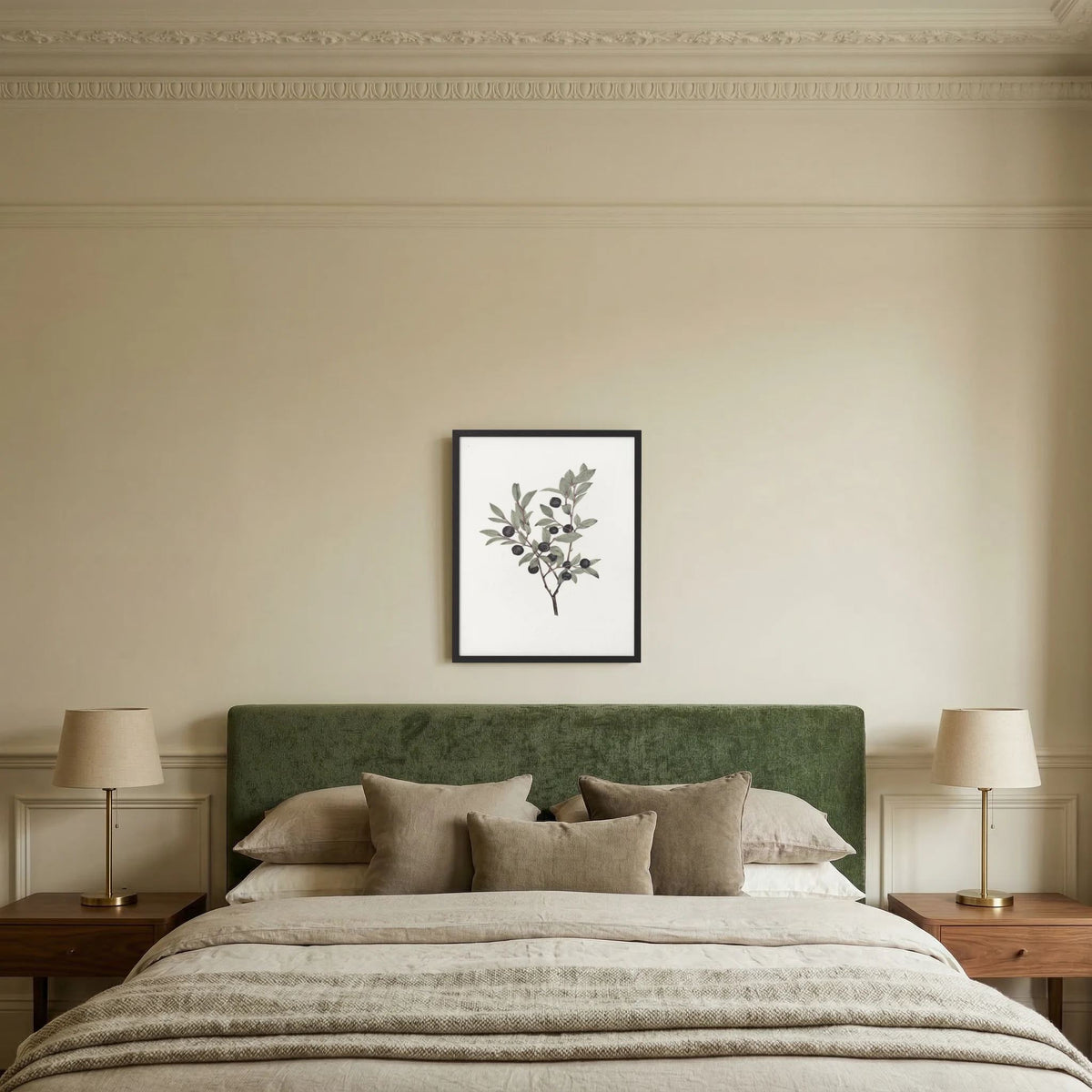 Olive Branch Botanical Study Vintage Wall Art Print
