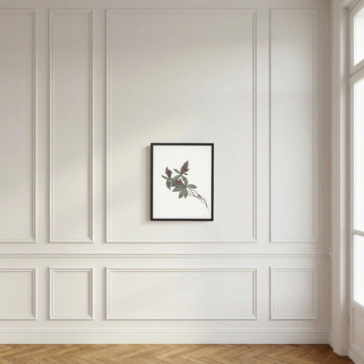 Pink Botanical Branch Study Vintage Wall Art Print