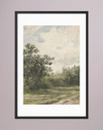 Misty Country Landscape Vintage Wall Art Print Black Wood White