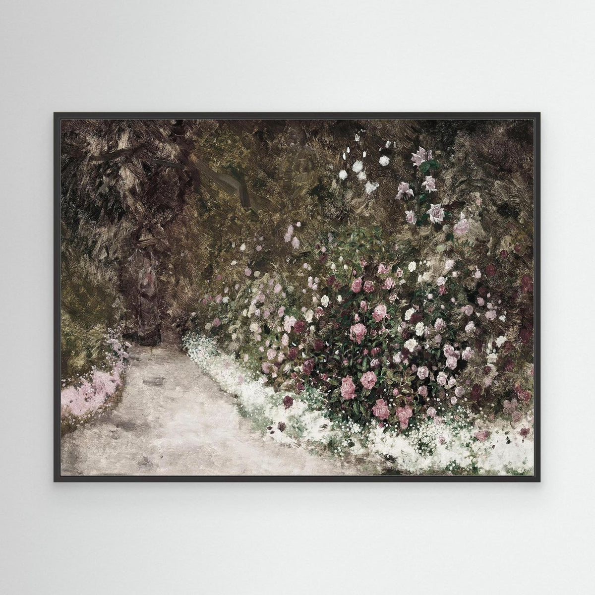 Garden Path Landscape Canvas | Soft Neutral Floral Wall Art