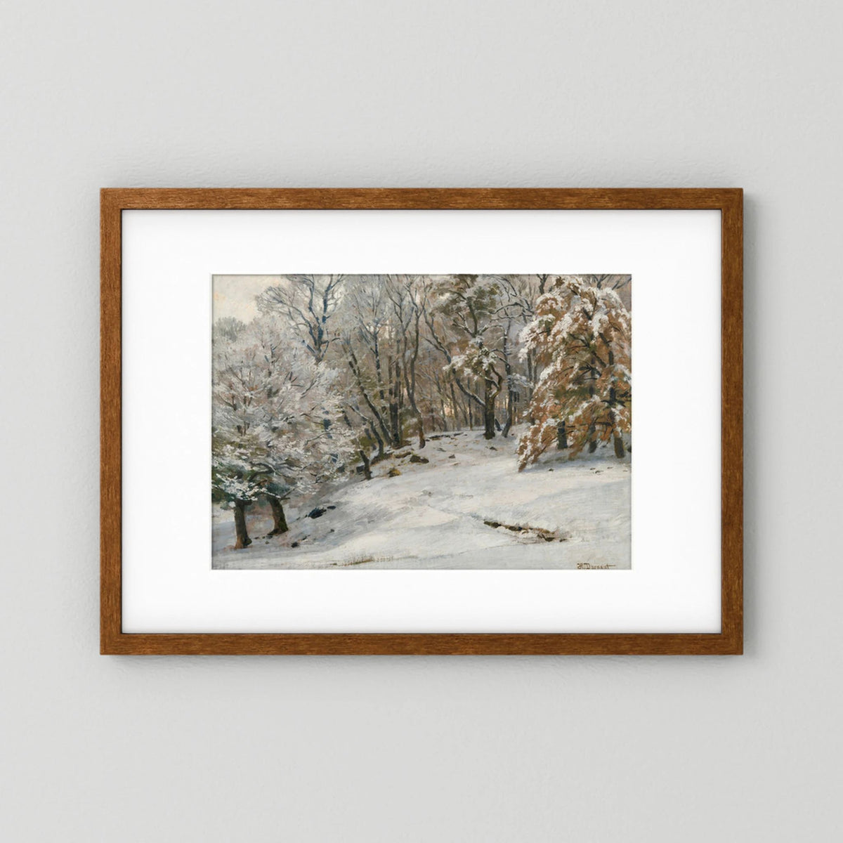 Vintage Snowy Forest Landscape Art Print