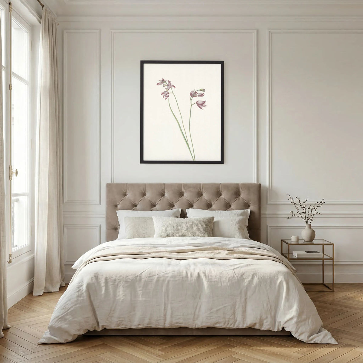 Pink Wildflower Botanical Study Vintage Wall Art Print