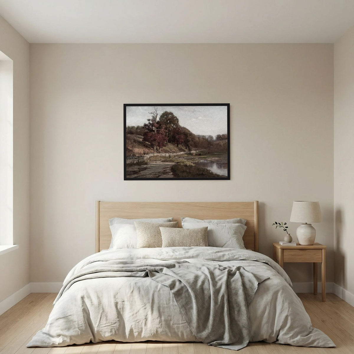 Warm Neutral Landscape Art Print | Serene Earth Tone Artwork for Modern Home