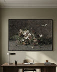 Moody Vintage Floral Canvas Wall Art | Dark Botanical Still Life Painting
