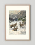 Vintage Deer in Snow Art Print