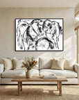 Black & White Horse Sketch Canvas Wall Art | Vintage Equestrian Drawing