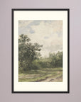 Misty Country Landscape Vintage Wall Art Print Black Wood Freja