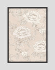 Blush Rose Wallpaper Pattern Vintage Wall Art Print Black Wood No border