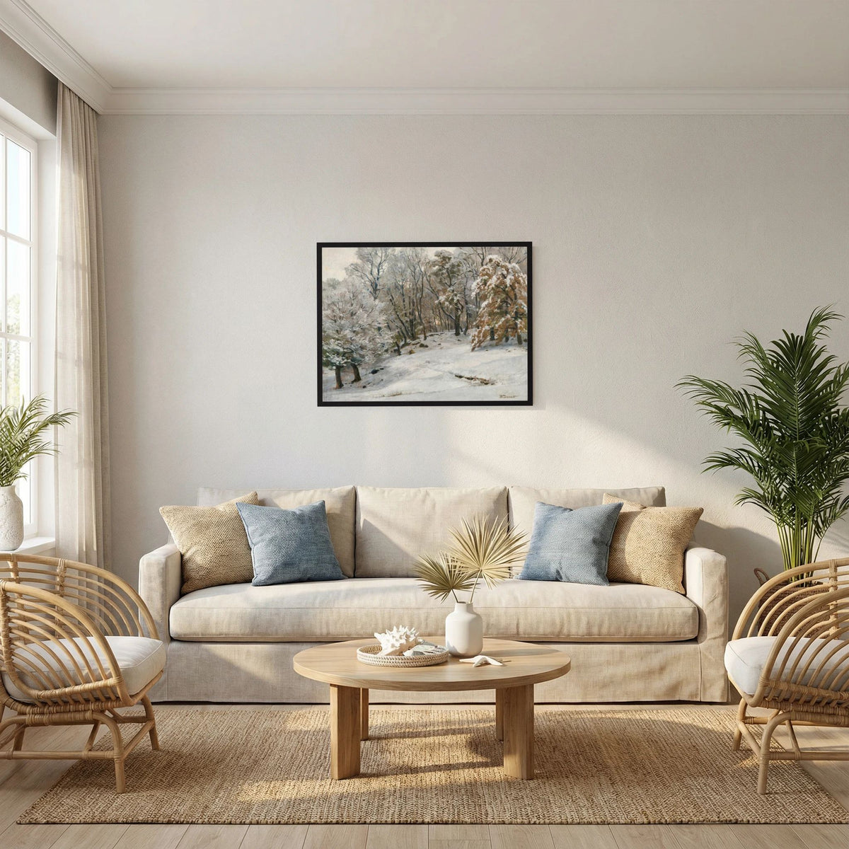 Vintage Snowy Forest Landscape Art Print