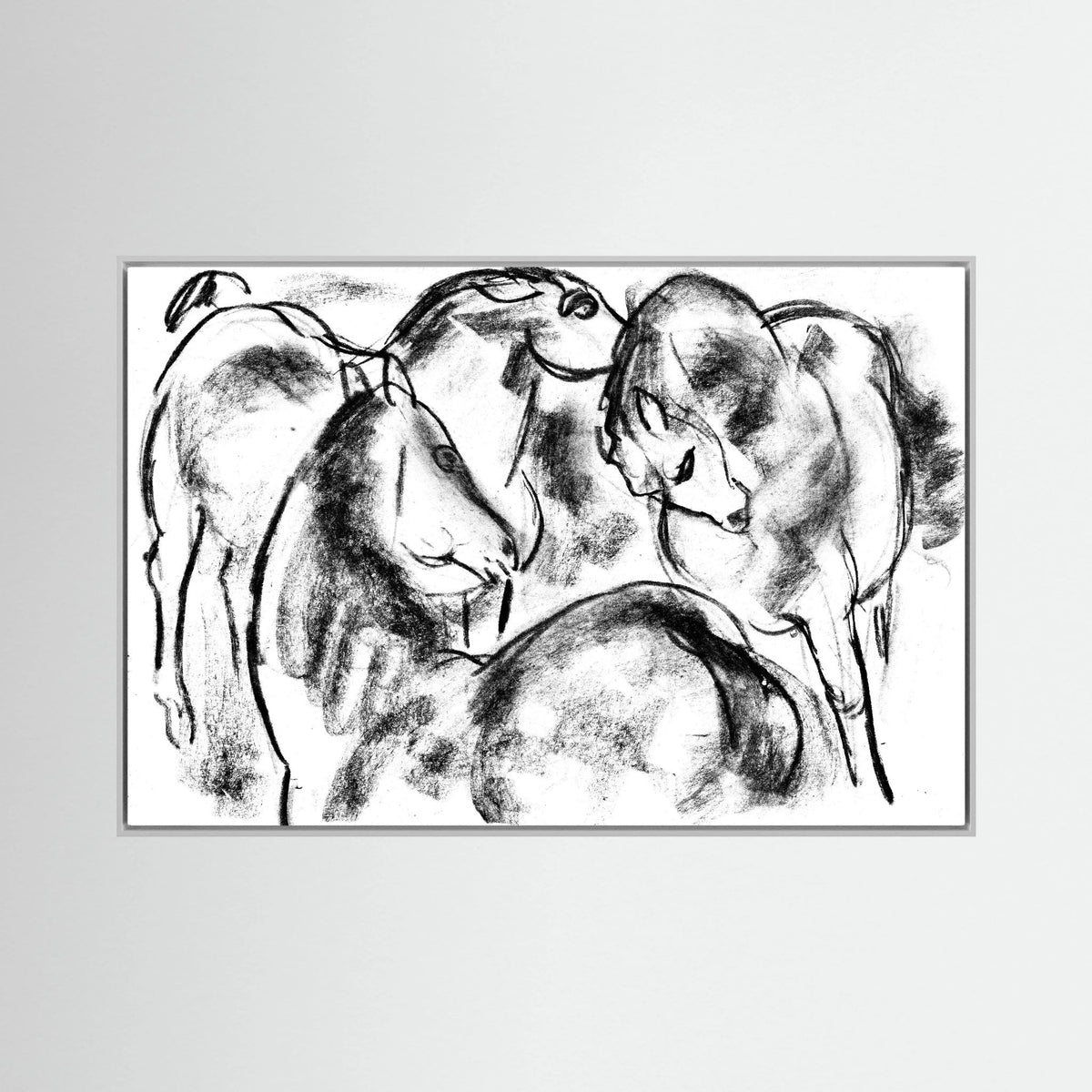 Black &amp; White Horse Sketch Canvas Wall Art | Vintage Equestrian Drawing