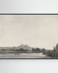 Neutral Lake Landscape Canvas Wall Art | Serene Water View Nature Artwork Black