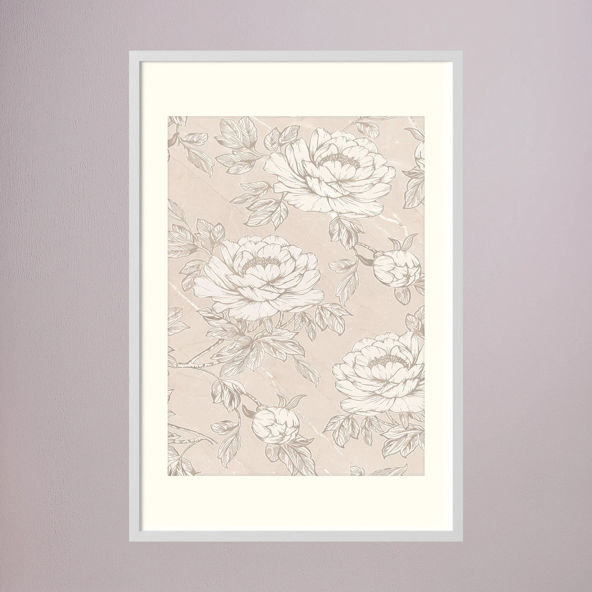 Blush Rose Wallpaper Pattern Vintage Wall Art Print White Wood Freja
