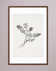 Red Berry Botanical Study Vintage Wall Art Print Oak Dark White