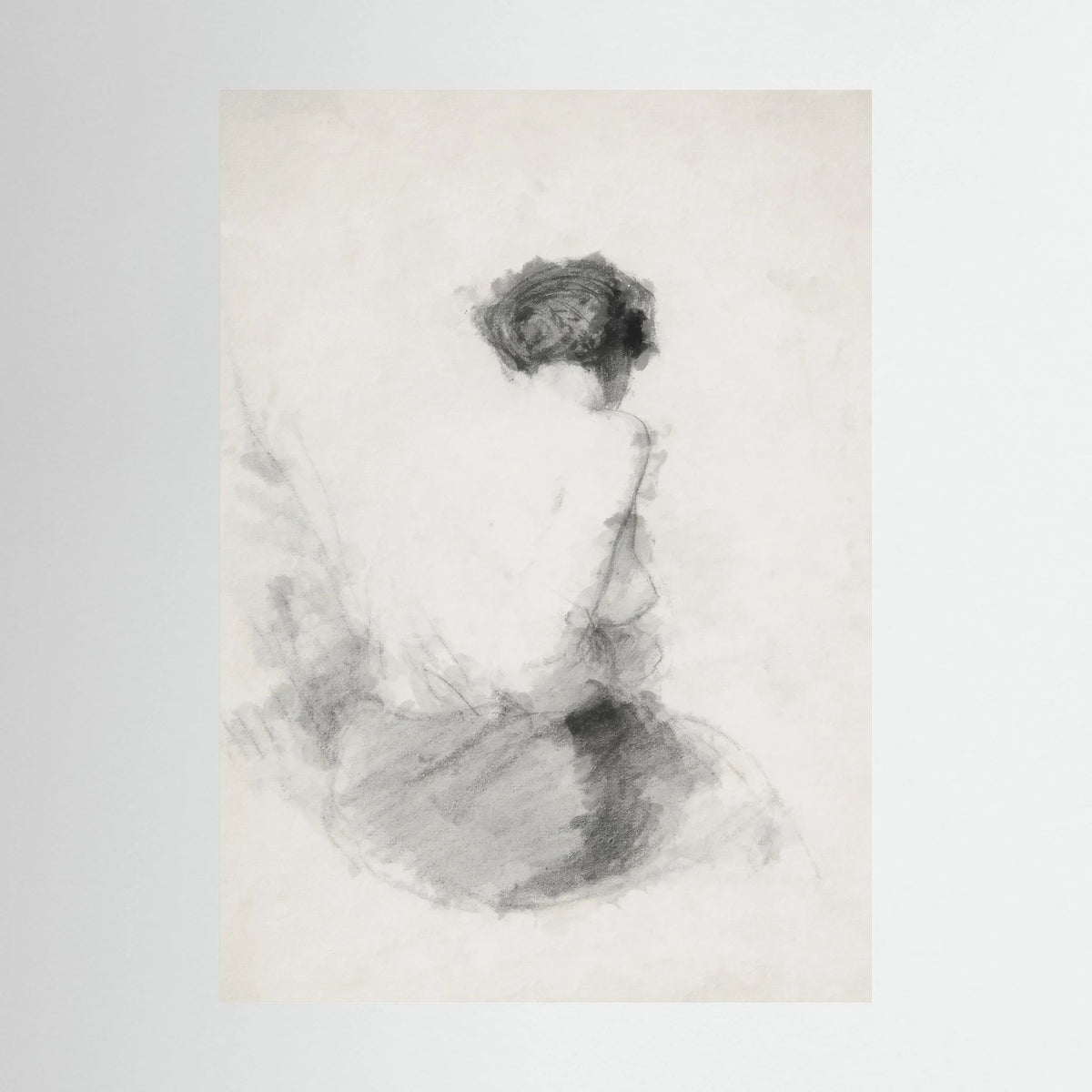Neutral Woman Figure Canvas Wall Art | Minimalist Vintage Figurative Sketch
