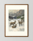 Vintage Deer in Snow Art Print
