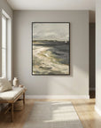 Moody Coastal Landscape Canvas Wall Art | Vintage Seaside & Sailboat Painting