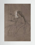 Vintage Woman Figure Sketch Canvas Wall Art | Neutral Figurative Drawing