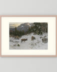 Vintage Deer in Snowy Mountains Art Print