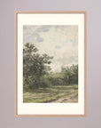 Misty Country Landscape Vintage Wall Art Print Oak Nature Freja