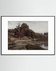 Warm Neutral Landscape Art Print | Serene Earth Tone Artwork for Modern Home Black Wood White