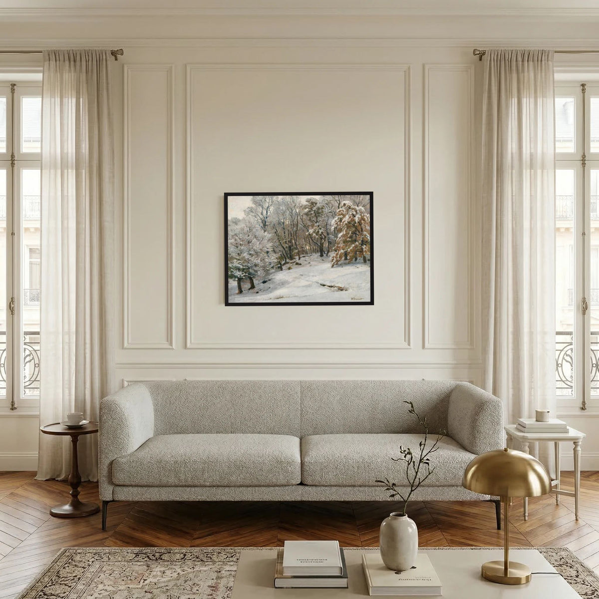 Vintage Snowy Forest Landscape Art Print