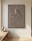 Vintage Woman Figure Sketch Canvas Wall Art | Neutral Figurative Drawing