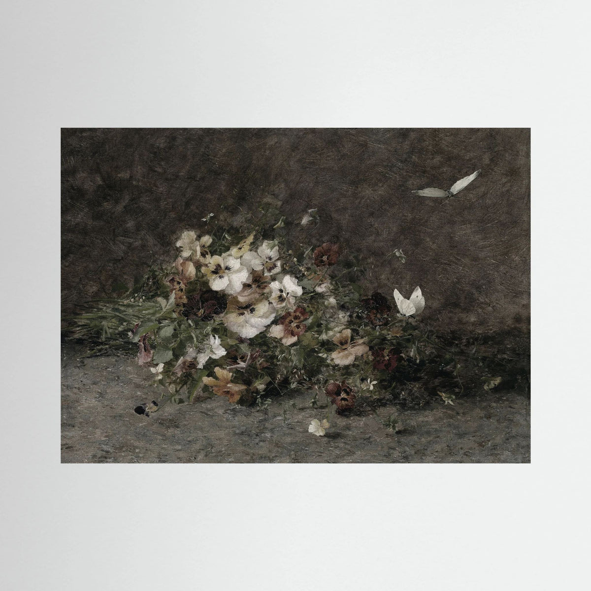 Moody Vintage Floral Canvas Wall Art | Dark Botanical Still Life Painting
