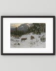 Vintage Deer in Snowy Mountains Art Print