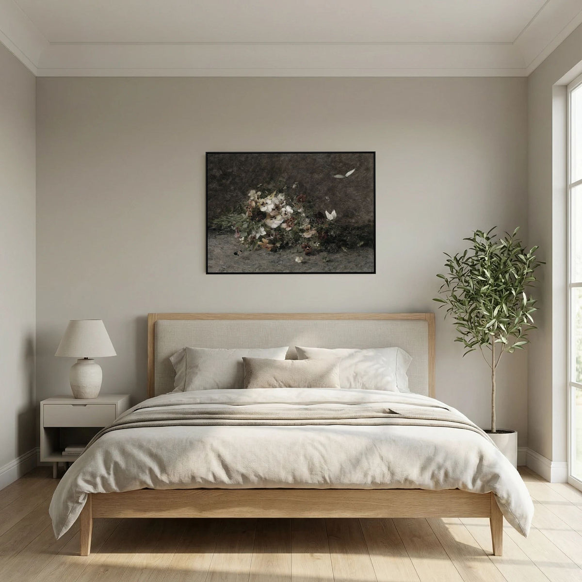 Moody Vintage Floral Canvas Wall Art | Dark Botanical Still Life Painting